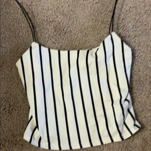 Gaze white with black stripes cropped tank top